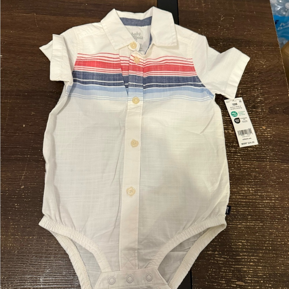 OshKosh B'gosh Red and Blue Striped Onesie